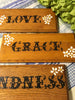 Wooden Signs LOVE GRACE KINDNESS Positive Saying Wall Art Gift Idea Home Decor-Wall Art-Gift-One of a Kind JAMsCraftCloset