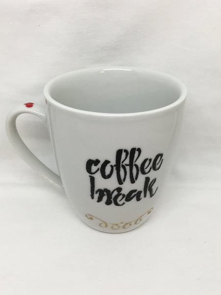 COFFEE BREAK HUG IN A MUG Mug Cup Coffee Hand Painted Heart on Handle Gift Idea Drinkware Kitchen Decor Barware Gift Idea JAMsCraftCloset