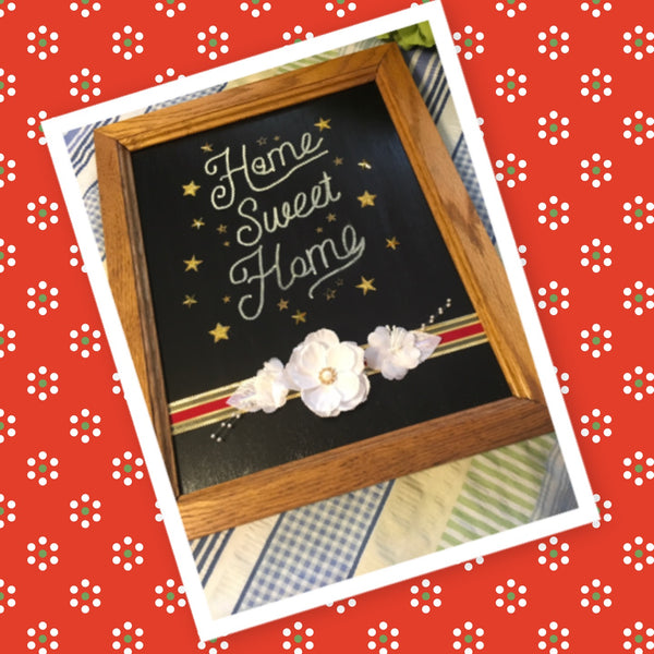 HOME SWEET HOME Framed Wall Art Handmade Hand Painted Home Decor Gift WeddingOne of a Kind-Unique-Home-Country-Decor-Cottage Chic-Gift - JAMsCraftCloset 