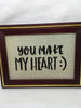 YOU MAKE MY HEART SMILE Framed Positive Saying Wall Art Handmade Hand Painted Home Decor Gift Idea Wedding One of a Kind-Unique-Home-Country-Decor-Cottage Chic-Gift- Glass Painting JAMsCraftCloset