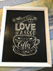 ALL YOU NEED IS LOVE and GOOD CUP OF COFFEE Framed Wall Art Hand Painted Home Decor Gift - JAMsCraftCloset