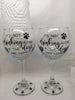 IT IS NOT DRINKING ALONE IF THE DOGS ARE HOME Glasses Stemware Glasses Wine Glasses Barware Party Set of 2 Gift Idea Home Decor Kitchen Dining Gift Unique Hand Painted Stemware - JAMsCraftCloset