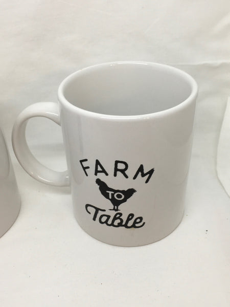 FARM TO TABLE and FRESH EGGS Mug Cup Coffee Hand Painted Farmhouse Country Kitchen Decor Gift Idea Drinkware Kitchen Decor Barware Gift Idea JAMsCraftCloset