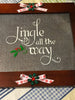 JINGLE ALL THE WAY Hand Painted Vintage Framed Christmas Wall Art Sign Gift Idea Holiday Decor Jar Hand Pointed HAPPY DOT flowers Cotton Ball or LED Light Holder Table Decor Bathroom Decor - JAMsCraftCloset