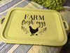 Serving Tray Vintage Mint Green FARM FRESH EGGS Heavy Metal Hand Painted Gift Idea Kitchen Decor