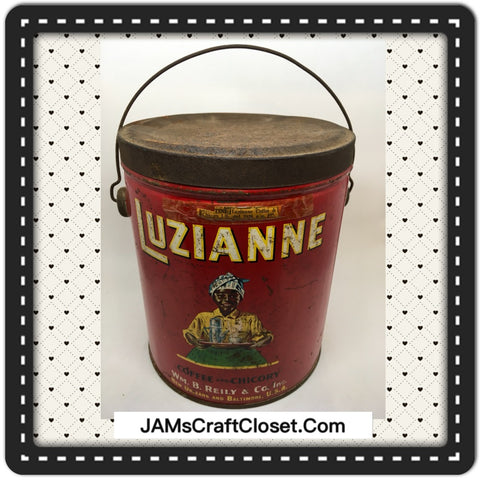 Tin Vintage 1928 LUZIANNE 3LB Mammy Coffee Tin Black Memorabilia Advertising Collector Tin JAMsCraftCloset