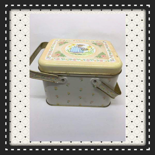 Tin Vintage Decorative Gardening Mouse Tin Basket With Chicks and Eggs Collector Tin Storage JAMsCraftCloset