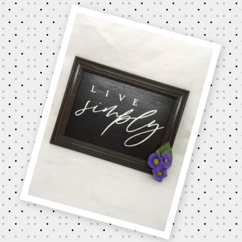 LIVE SIMPLY Framed Positive Saying Wall Art Home Decor Gift Idea Wedding One of a Kind-Unique-Home-Country-Decor-Cottage Chic-Gift- Glass Painting - JAMsCraftCloset