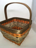 Basket Flower Girl Woven Square Fall Brown and Orange Stripes Basket Natural  Wedding - JAMsCraftCloset