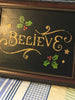BELIEVE Vintage Framed Christmas Holiday Decor Wall Art Hand Painted Gift - JAMsCraftCloset