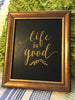 LIFE IS GOOD Dotted Gold Framed Saying Sign Wall Art Black Gold Hand Painted Home Decor Gift -One of a Kind-Unique-Home-Country-Decor-Cottage Chic-Gift - JAMsCraftCloset