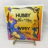 HUBBY SHE IS MINE WIFEY HE IS MINE Wall Art Ceramic Tile Sign Gift Idea Home Decor Positive Saying Gift Idea Handmade Sign Country Farmhouse Gift Campers RV Gift Home and Living Wall Hanging  - JAMsCraftCloset