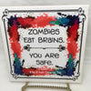 ZOMBIES EAT BRAINS YOU ARE SAFE - DIGITAL GRAPHICS  My digital SVG, PNG and JPEG Graphic downloads for the creative crafter are graphic files for those that use the Sublimation or Waterslide techniques - JAMsCraftCloset