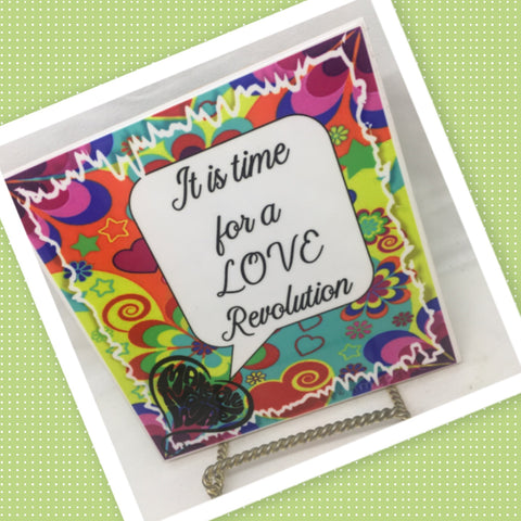 IT IS TIME FOR A LOVE REVOLUTION Wall Art Ceramic Tile Sign Hippie Gift Idea Home Decor Positive Saying Gift Idea Handmade Sign Country Farmhouse Gift Campers RV Gift Home and Living Wall Hanging - JAMsCraftCloset