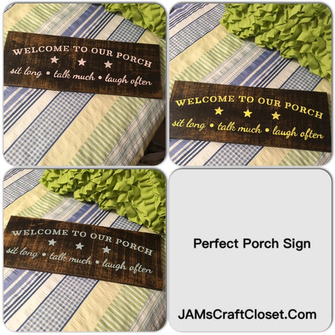 Wooden Sign WELCOME TO OUR PORCH Country Farmhouse Wall Art Gift Idea Campers RV Home Decor-Wall Art-Gift-One of a Kind JAMsCraftCloset