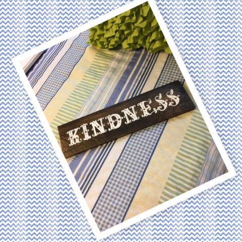 KINDNESS Wooden Sign Positive Saying Handmade Hand Painted Gift Idea Home Decor Wall Art-One of a Kind-Unique Signs-Home Decor-Country Decor-Cottage Chic Decor-Gift-Wall Art Jar Hand Pointed HAPPY DOT flowers Cotton Ball or LED Light Holder Table Decor Bathroom Decor - JAMsCraftCloset