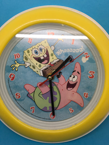 SpongeBob SquarePants Clocks TY White and Blue Rare First Edition c. 2002 Clocks 9" Diameter JAMsCraftCloset