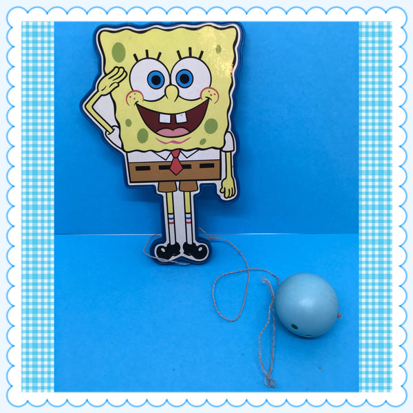 SpongeBob SquarePants Plastic Paddle Ball Party Favor Toy c. 2001 JAMsCraftCloset