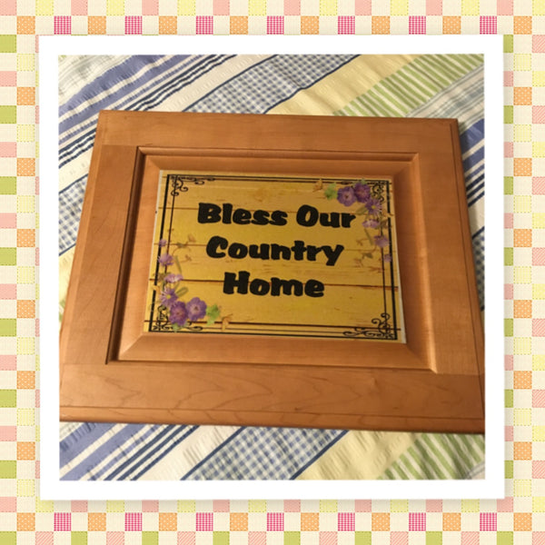 BLESS OUR COUNTRY HOME Sublimation on Metal Kitchen Cabinet Door Wall Art Handmade Upcycled Gift - JAMsCraftCloset