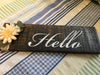 HELLO Wooden Sign Positive Words TAN Floral Handmade Hand Painted Gift Idea Home Decor Wall Art-One of a Kind-Unique Signs-Home Decor-Country Decor-Cottage Chic Decor-Gift Hankies Handkerchiefs Hanky Vintage CANADA PENNSYLVANIA CALIFORNIA Gift Idea - JAMsCraftCloset