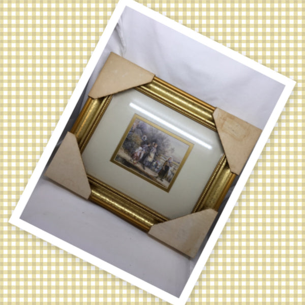 Gold Framed Four Girls Walking Wall Art Home Country Cottage Chic Farmhouse French Country