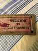 WELCOME TO GODs COUNTR Vintage Mounted On Natural Stained Pallet Wood Sublimation on Metal Positive Saying Wall Art Home Decor Gift Idea One of a Kind-Unique-Home-Country-Decor-Cottage Chic-Gift - JAMsCraftCloset