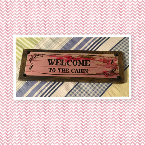 WELCOME TO THE CABIN Vintage Mounted On Natural Stained Pallet Wood Sublimation on Metal Positive Saying Wall Art Home Decor Gift Idea One of a Kind-Unique-Home-Country-Decor-Cottage Chic-Gift - JAMsCraftCloset