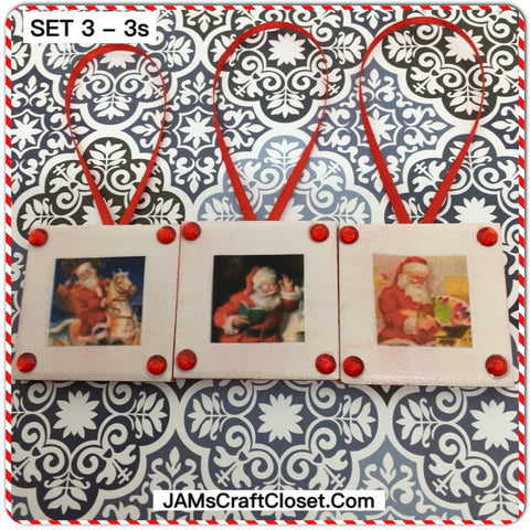Ornaments Santa Ceramic Tile 1 3/4 by 1 3/4 Inches Set of 3 Vintage Santas Set 3 - 3s JAMsCraftCloset
