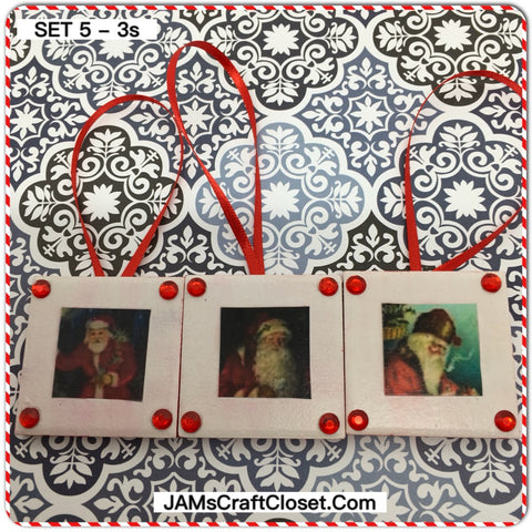Ornaments Santa Ceramic Tile 1 3/4 by 1 3/4 Inches Set of 3 Vintage Santas Set 5 - 3s JAMsCraftCloset