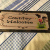 COUNTRY WELCOME COW Vintage Mounted On Natural Stained Pallet Wood Sublimation on Metal Positive Saying Wall Art Home Decor Gift Idea One of a Kind-Unique-Home-Country-Decor-Cottage Chic-Gift - JAMsCraftCloset