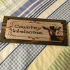 COUNTRY WELCOME GOAT Vintage Mounted On Natural Stained Pallet Wood Sublimation on Metal Positive Saying Wall Art Home Decor Gift Idea One of a Kind-Unique-Home-Country-Decor-Cottage Chic-Gift - JAMsCraftCloset