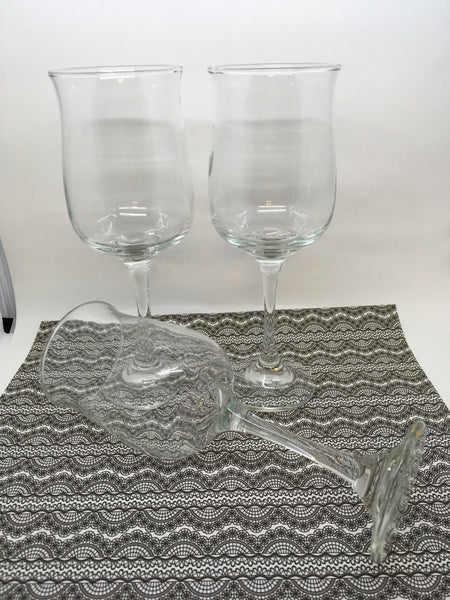Stemware Vintage Clear Glass Wine Glasses SET of 2 3rd One FREE Barware Wedding JAMsCraftCloset