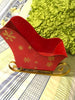 Sleigh Red and Gold Tin Metal Vintage Holiday Christmas Decor Centerpiece Gift Idea