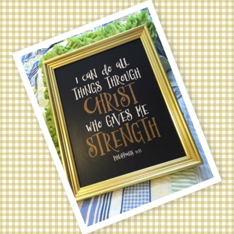 I CAN DO ALL THINGS THROUGH CHRIST Framed Wall Art Affirmation Positive Saying Home Decor Gift Wedding Kitchen -One of a Kind-Unique-Home-Country-Decor-Cottage Chic-Gift - JAMsCraftCloset 