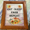 EAT SLEEP FARM REPEAT Vintage Natural Oak Wood Frame Sublimation on Metal Positive Saying Wall Art Home Decor Gift Idea One of a Kind-Unique-Home-Country-Decor-Cottage Chic-Gift - JAMsCraftCloset