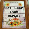 EAT SLEEP FARM REPEAT Vintage Natural Oak Wood Frame Sublimation on Metal Positive Saying Wall Art Home Decor Gift Idea One of a Kind-Unique-Home-Country-Decor-Cottage Chic-Gift - JAMsCraftCloset