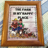 THE FARM IS MY HAPPY PLACE Vintage Natural Oak Wood Frame Sublimation on Metal Positive Saying Wall Art Home Decor Gift Idea One of a Kind-Unique-Home-Country-Decor-Cottage Chic-Gift - JAMsCraftCloset