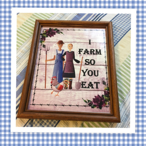 I FARM SO YOU EAT Vintage Black Wood Frame Sublimation on Metal Positive Saying Wall Art Home Decor Gift Idea One of a Kind-Unique-Home-Country-Decor-Cottage Chic-Gift - JAMsCraftCloset