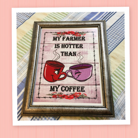 MY FARMER IS HOTTER THAN MY COFFEE Vintage Silver/Black Wood Frame Sublimation on Metal Positive Saying Wall Art Home Decor Gift Idea One of a Kind-Unique-Home-Country-Decor-Cottage Chic-Gift - JAMsCraftCloset