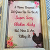 GREW UP TO BE A SEXY CHICKEN LADY Vintage White Washed Wood Frame Sublimation on Metal Positive Saying Wall Art Home Decor Gift Idea One of a Kind-Unique-Home-Country-Decor-Cottage Chic-Gift - JAMsCraftCloset