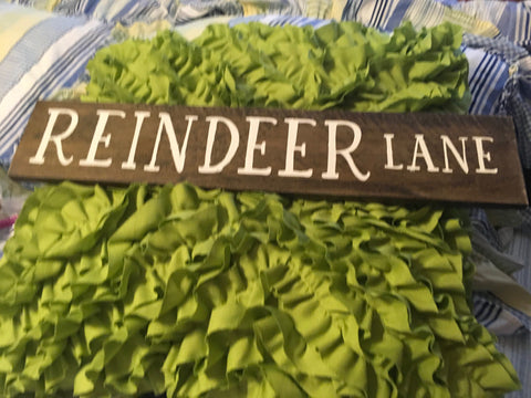 REINDEER LANE Wooden Sign Holiday Christmas Decor Wall Art Gift Idea Farmhouse Country Home Decor Wall Art-Gift-One of a Kind JAMsCraftCloset
