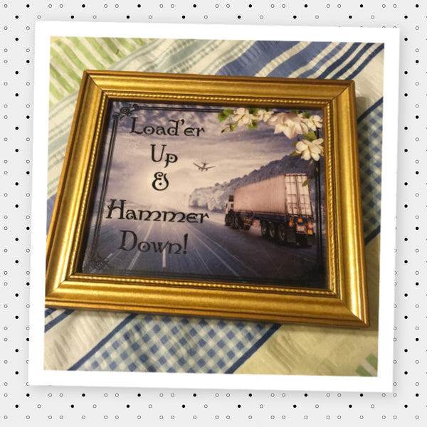 LOAD'ER UP AND HAMMER DOWN Vintage Gold Wood Frame Sublimation on Metal Positive Saying Wall Art Home Decor Gift Idea One of a Kind-Unique-Home-Country-Decor-Cottage Chic-Gift - JAMsCraftCloset