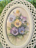 Pansies Oval White Framed Plastic Vintage Homco No. 2384 Print by Fran Andersom Signed Home Decor Gift Idea JAMsCraftCloset