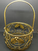 Basket Wire Christmas Vintage Gold Holly Berries Holiday Decor Centerpiece Gift Idea - JAMsCraftCloset