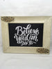 BELIEVE YOU CAN DO IT Vintage White Gold Frame Positive Saying Wall Art Home Decor Gift Idea Wedding One of a Kind-Unique-Home-Country-Decor-Cottage Chic-Gift- Glass Painting JAMsCraftCloset