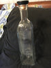Bottle Vintage Tall Clear Glass Corked Embossed Leaf at Top With Markings on Bottom 13 VB 1