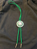 Bolo Tie Green Beaded Safety Pin Green Braided Vintage Western Square Dancer Caller Gift Idea