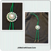 Bolo Tie Green Beaded Safety Pin Green Braided Vintage Western Square Dancer Caller Gift Idea