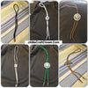 Bolo Tie Green Beaded Safety Pin Green Braided Vintage Western Square Dancer Caller Gift Idea