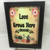 LOVE GROWS HERE Vintage Natural Wood Frame Sublimation on Metal Positive Saying Wall Art Home Decor Gift Idea One of a Kind-Unique-Home-Country-Decor-Cottage Chic-Gift - JAMsCraftCloset